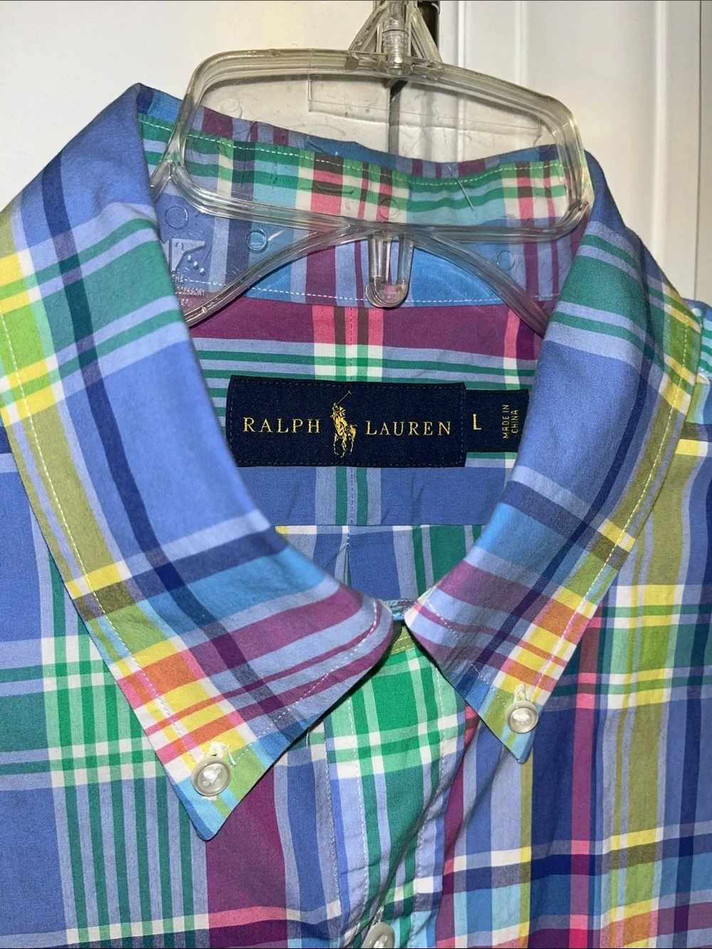 Polo Ralph Lauren Blue Purple Green Yellow Red Sewn Pony Shirt-L Classic Style